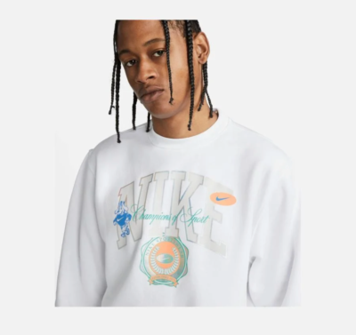 NEW Nike Men's Crewneck Champion of Sport Varsity Sweatshirt White