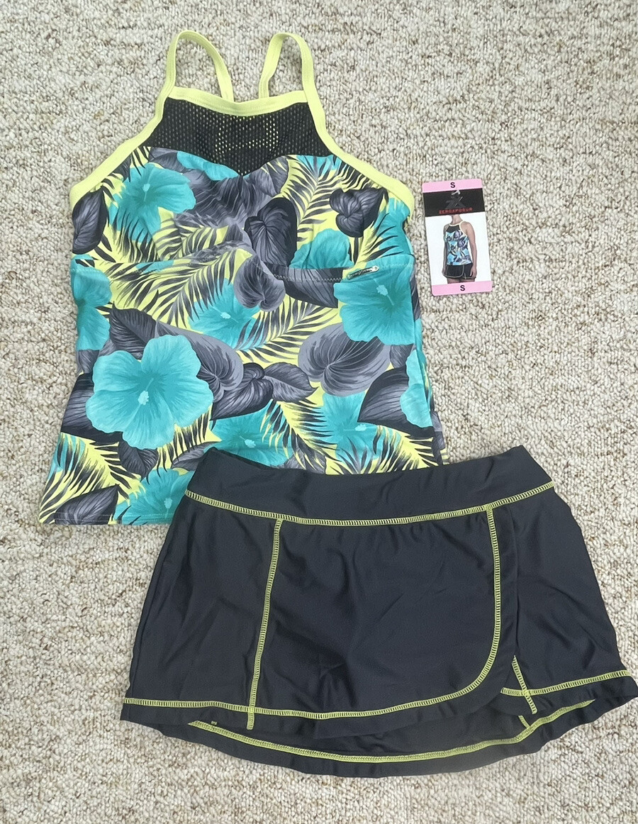 ZeroXposur Tankini Swimsuit Set Swimwear Citrus size Small (MSRP $94)