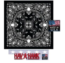USA MADE Skeletal PAISLEY BANDANA Skull Head Neck Face Mask WRAP Scarf