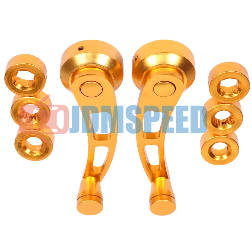 Bobinadora de ventana de coche dorado manivela de vidrio perillas de aluminio metal universal 2 piezas Foto 3 de 4