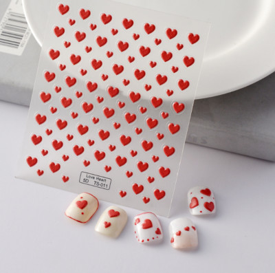 5D Nail Art Valentine LOVE Heart Sticker Self-Adhesive Embossed Decals DIY NS54