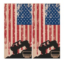 JEEP Logo Cornhole Wraps Rustic American Flag Game Vinyl Decals 24x48 Standard