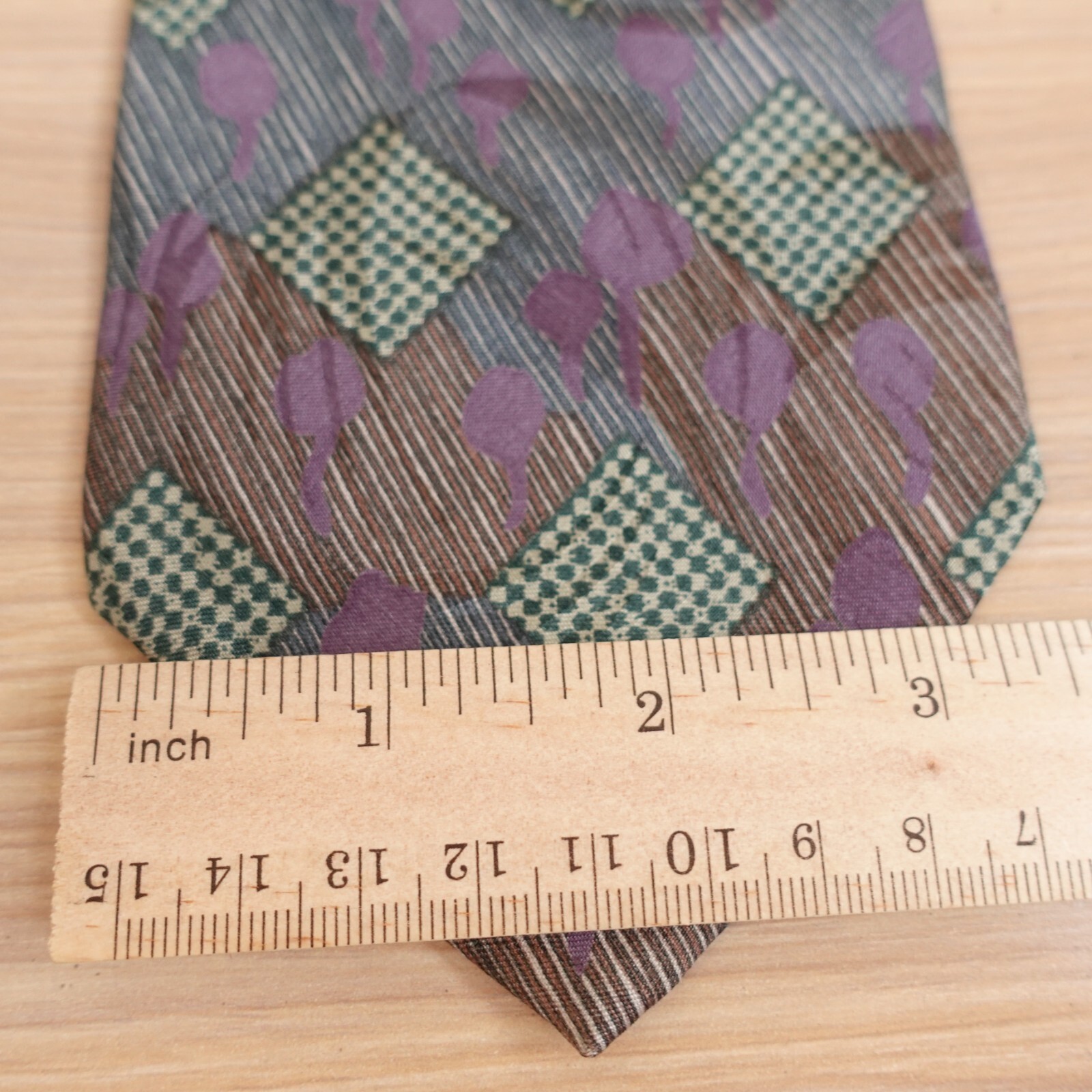 Men Patchwork Tie Blue Abstract Geometric Art Sil… - image 7