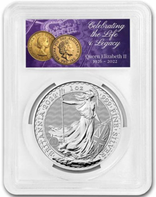 2022 - GB 1 oz .9999 Silver Britannia PCGS-GEM BU (Memorial Label