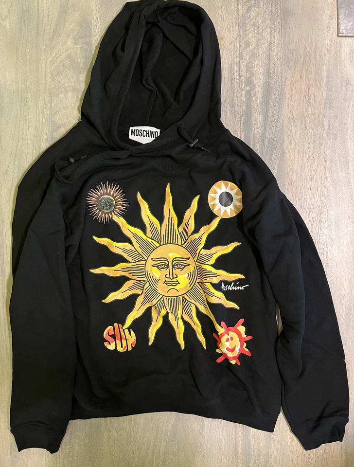 Moschino Sudadera con Capucha Negra Estampado Sol Talla 44 EE. UU. Foto 3 de 4