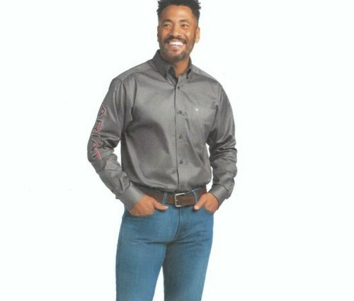 Ariat Mens Solid gray Team logo button 