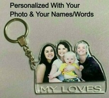 Custom Keychain, Your Photo Picture UV Printed Personalized Names Key Ring Chain