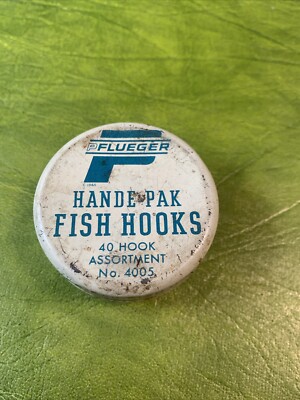 Vintage 1965 Pflueger Hande-Pak Fish Hooks Tin w/Hooks No. 4005 | eBay Vintage 1965 Pflueger Hande-Pak Fish Hooks Tin w/Hooks No. 4005 | eBay