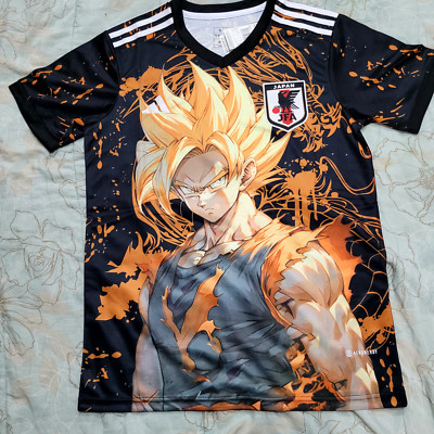 Japan Soccer Jersey Dragon Ball Goku Anime Black/White Edition S,M,L,XL,XXL