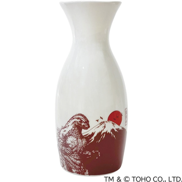 Godzilla Sake Bottle A / Red Fuji and the Japanese Flag TOHO