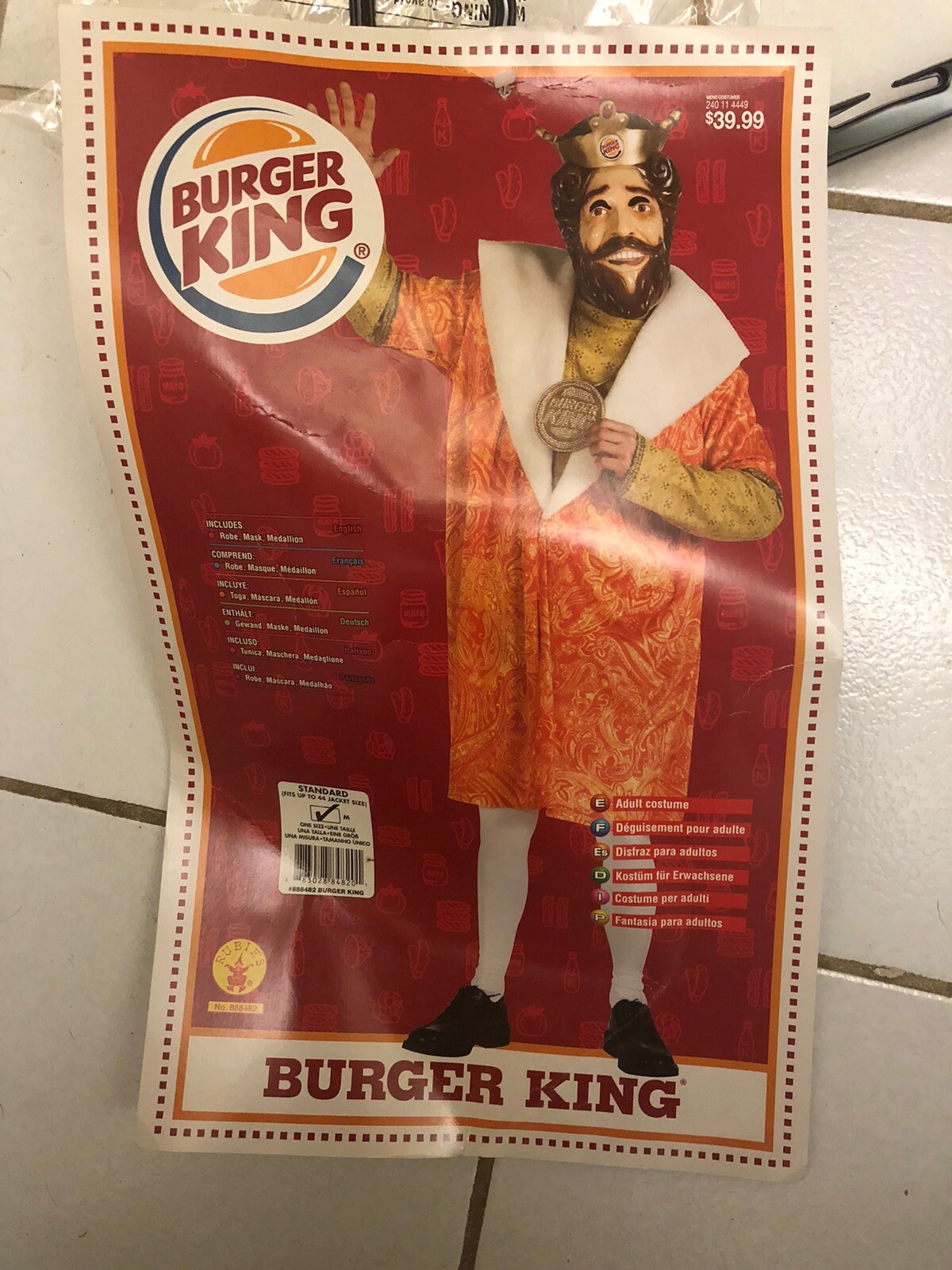 2009 Rubies BURGER KING Costume Latex Mask Necklace A… Gem