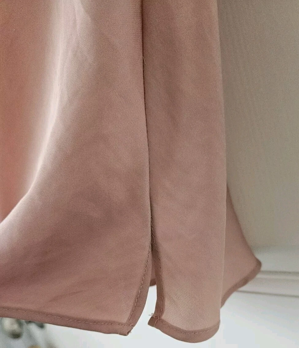 UNDERCOVER Victoria's Secret abito slip camicia da notte rosa polveroso malva donna grande orlo in pizzo