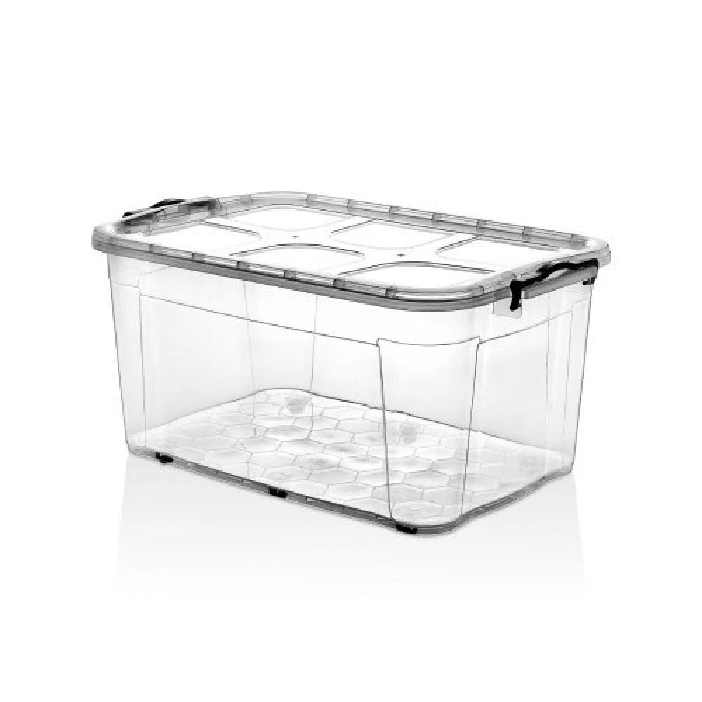 80L EXTRA LARGE PLASTIC H DUTY STORAGE BOX + LID + WHEELS OFFICE HOME  CONTAINER