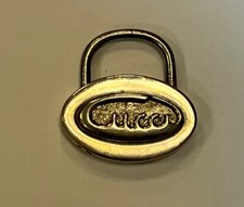 Vintage Gucci Silver Goldtone Metal Padlock Key Chain Pendant Italy Rare