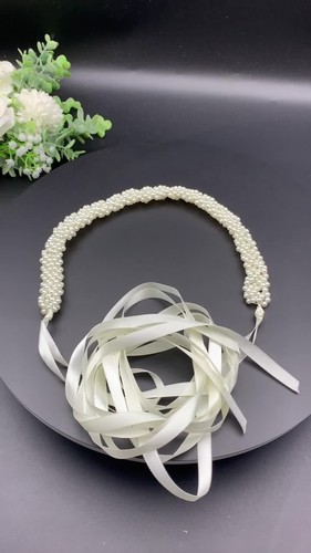 Handmade Pearl Beaded Wedding Belt Bride Sashes for Wedding Bridesmaids Dress - Video 1 of 1
