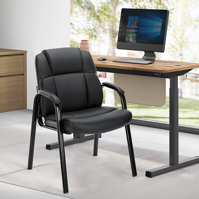 Waiting Room Chairs Leather Office Reception Guest Side Chair Padded Arms 