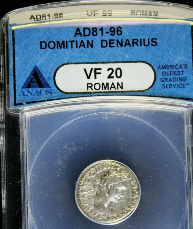 Domitian 81-96 AD. Silver Denarius. Roman Imperial. ANACS VF-20 