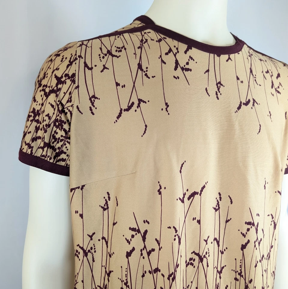 Vintage 80s CUE FASHIONS Dress Plus Size 2X maroon tan 18 1/2 retro womens - Image 2 of 4