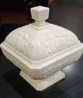 Jeanette Pink Milk Glass Compote  / Dish With Lid BEAUTIFUL