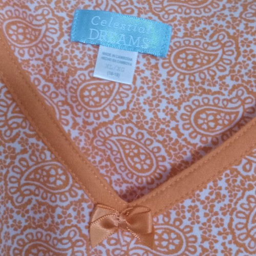 Celestial Dreams Baumwollmischung knielanges orange Paisley Nachthemd - Gr. XL LESEN - Bild 5 von 5