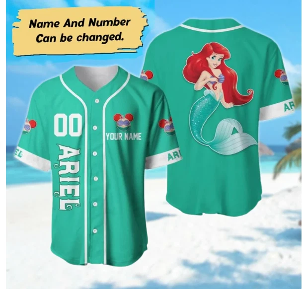 Personalized The Little Mermaid 3D Baseball Jersey Shirt