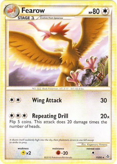 Fearow - 15/95 - Rare NM, English Pokemon Unleashed