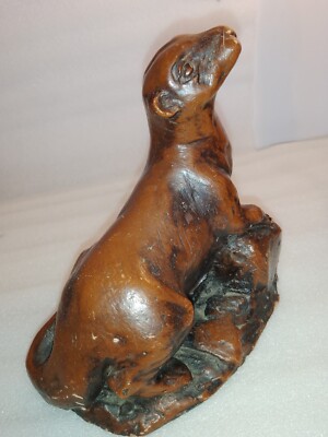 VINTAGE PRIORY CASTINGS BRONZED OTTER FIGURINE MADE IN THE COTSWOLDS ENGLAND 