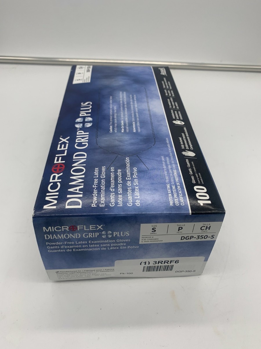Ansell Microflex Diamond Grip Small Powder-Free Latex Glove 100 CT