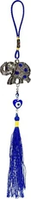 Hanging Glass Evil Eye Talisman - Lucky Elephant - 12 Inches