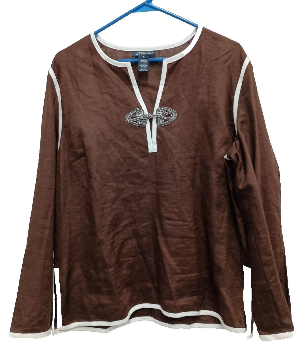 Camisetas Jones New York lino marrón para Mujeres