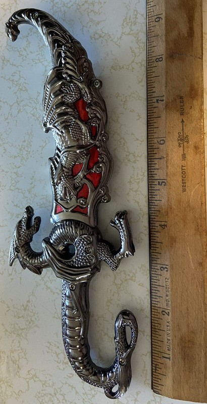 10" Fantasy Dragon Dagger Fixed Blade Metal Handle and Sheath