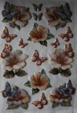 3-D Relief-Sticker Porzellan-Optik "Schmetterlinge & Blumen", A4, Jittenmeier