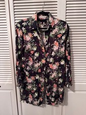 Alice + Olivia Floral Print Button Down Shirt Dress Size M