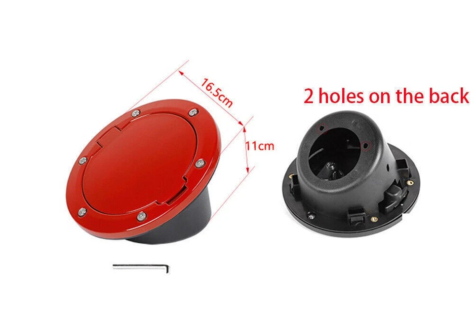 Red ABS/Alloy Fuel Tank Filler Door Cover Gas Cap For Jeep Wrangler TJ 1997-2006 - Image 2 of 4