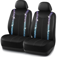 Auto Drive 2-piece Premium Blue Bling Crystal Rhinestone Car Seat Covers - Unive