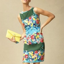 Talbots Colorful Floral Textured Cotton Sleeveless Sheath Dress Size 10