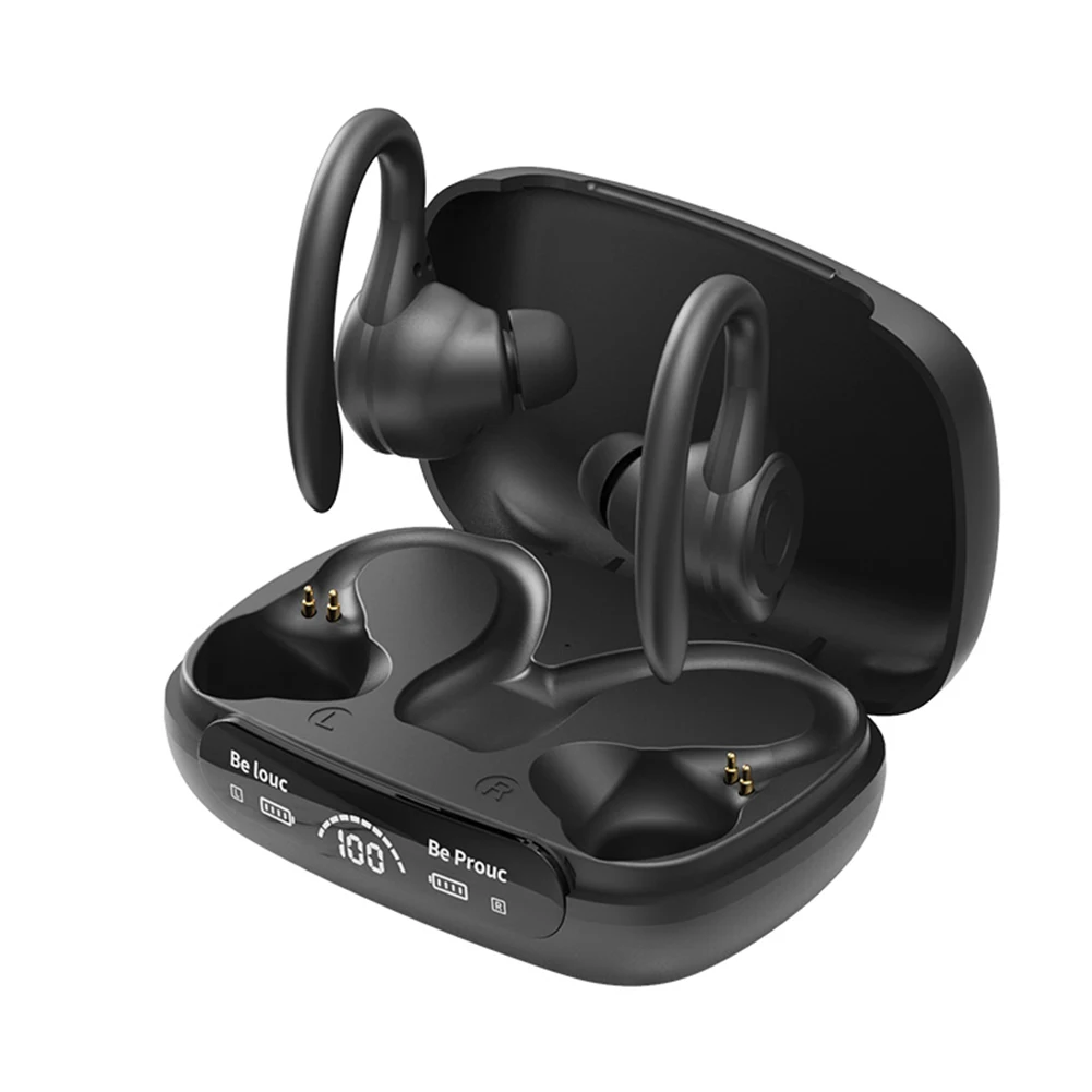 Wireless Waterproof Fitness Earbuds with Secure Ear Hook Design