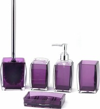 5 Pcs Purple Acrylic Bathroom Accessories Set Complete,Lotion/Soap