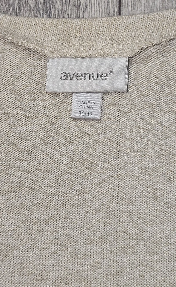 Блузка с V-образным вырезом рукав 3/4 Avenue топ бежевый женский большой размер 30/32 вискозные разрезы - Изображение 3 из 4