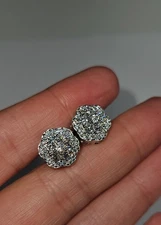 Moissanite Clustered Flower Earrings 925 Sterling Silver 14k Gold  VVS D1 Moissy