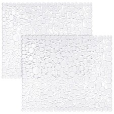 2 Pack 12.6x10.5 Clear PVC Kitchen Sink Protector Mats Adjustable Drain