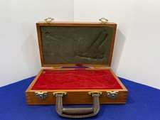 Vintage Wooden Luger P08 Presentation Case with Red Velvet Interior & Handle