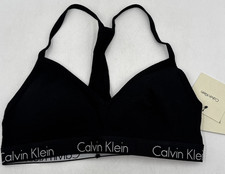Calvin Klein Motive Cotton Racerback Bralette, Black Size M New Free Ship