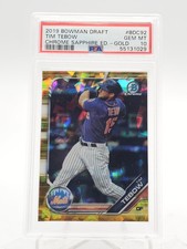 TIM TEBOW 2019 BOWMAN DRAFT CHROME SAPPHIRE GOLD /15 #BDC92 METS PSA 10 Q6633