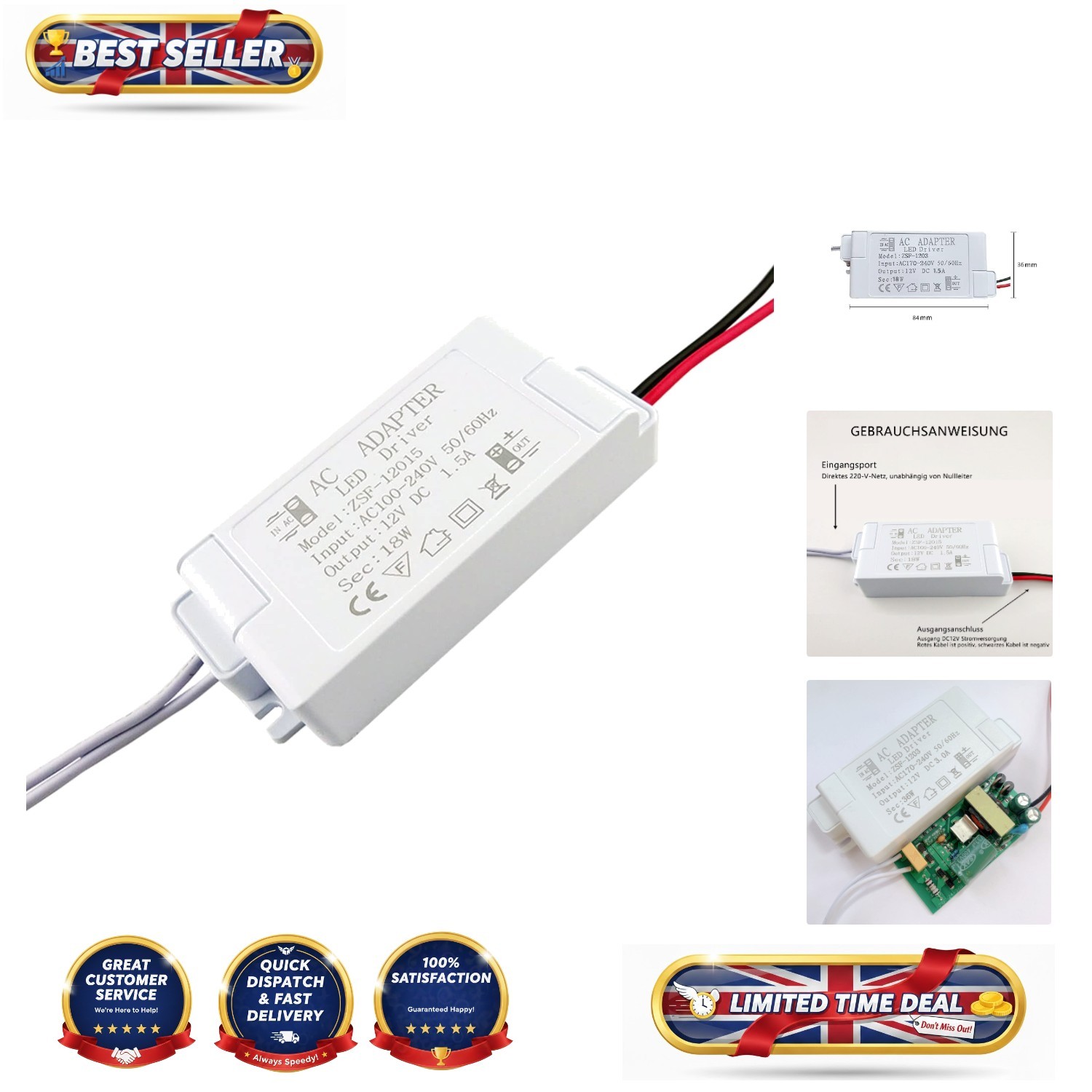 Secure LED Transformer 12V - No Flicker, Noise, or Humming for G4, GU5.3 Lights