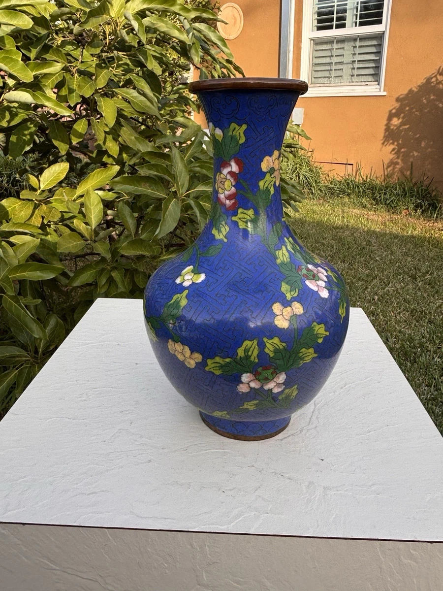 黄铜蓝色中国古董花瓶| eBay