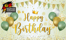 Übergroßes Geburtstag Banner Gold Grün Happy Birthday Party Deko 180x110cm
