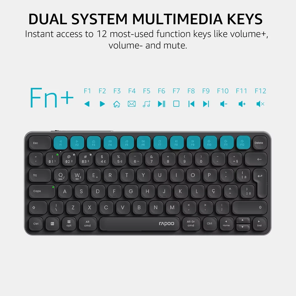 Rapoo E9050L Wireless Keyboard Bluetooth 2.4G Multi Device 4 Devices Quiet Keys - Image 4 of 4