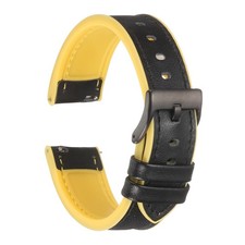 Watch strap 20mm silicone leather, for black yellow