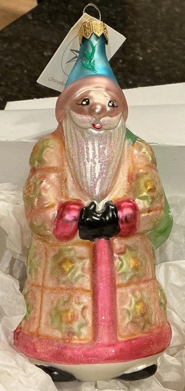 1995 Christopher Radko Vintage Ornament Quilted Santa Rare # 95 - 187 - 1